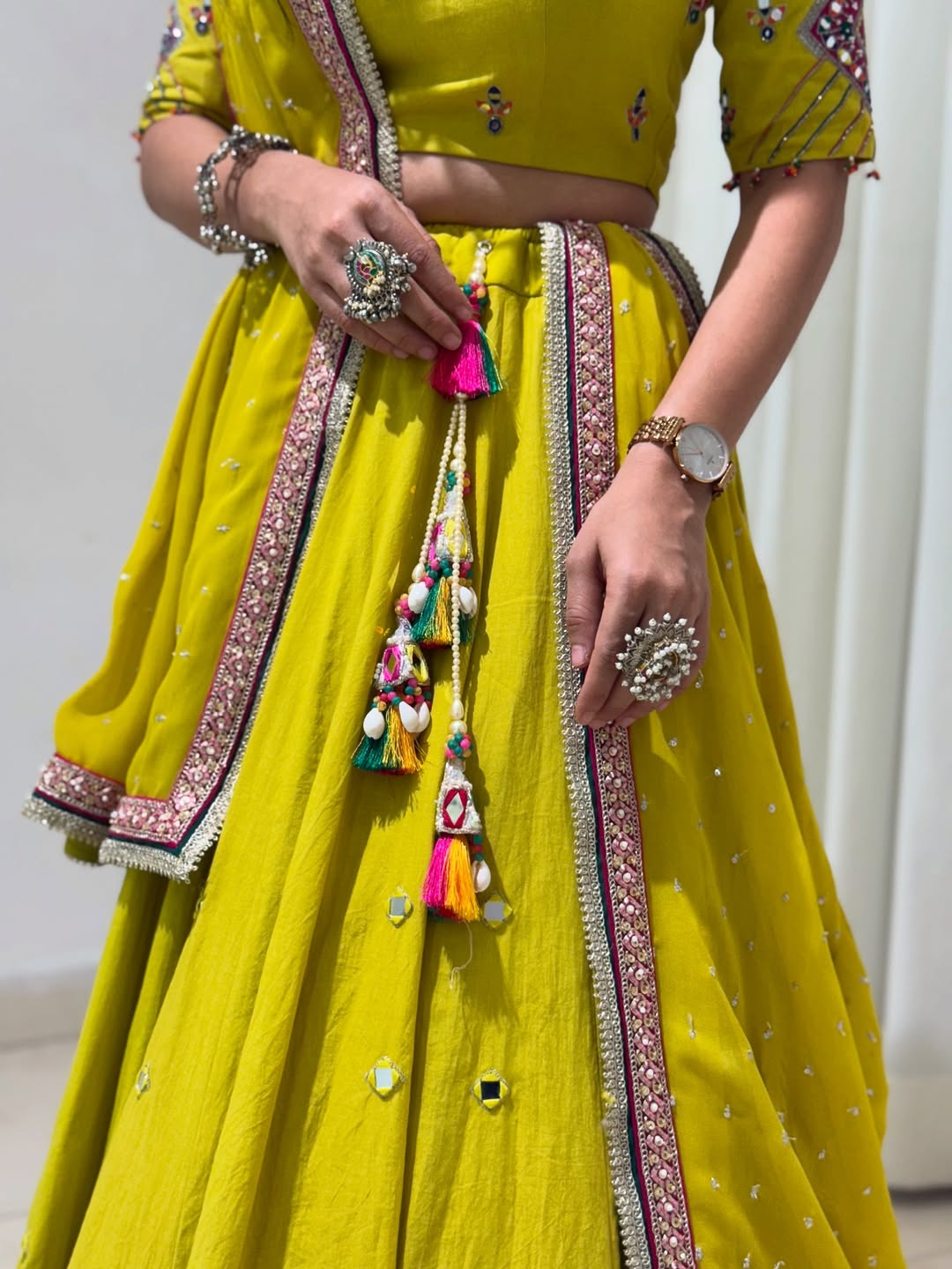 Mehendi Yellow Designer Lehenga