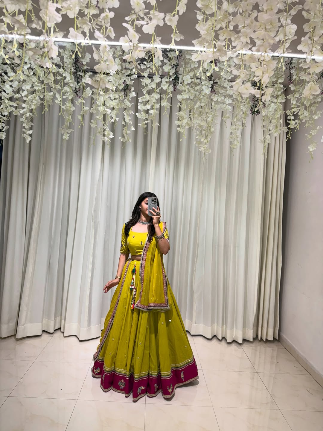 Mehendi Yellow Designer Lehenga