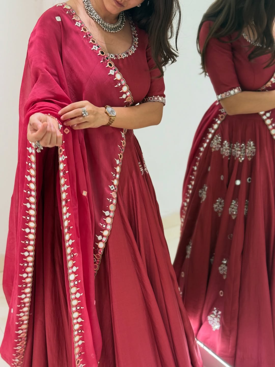 Maroon Embroidered Lehenga