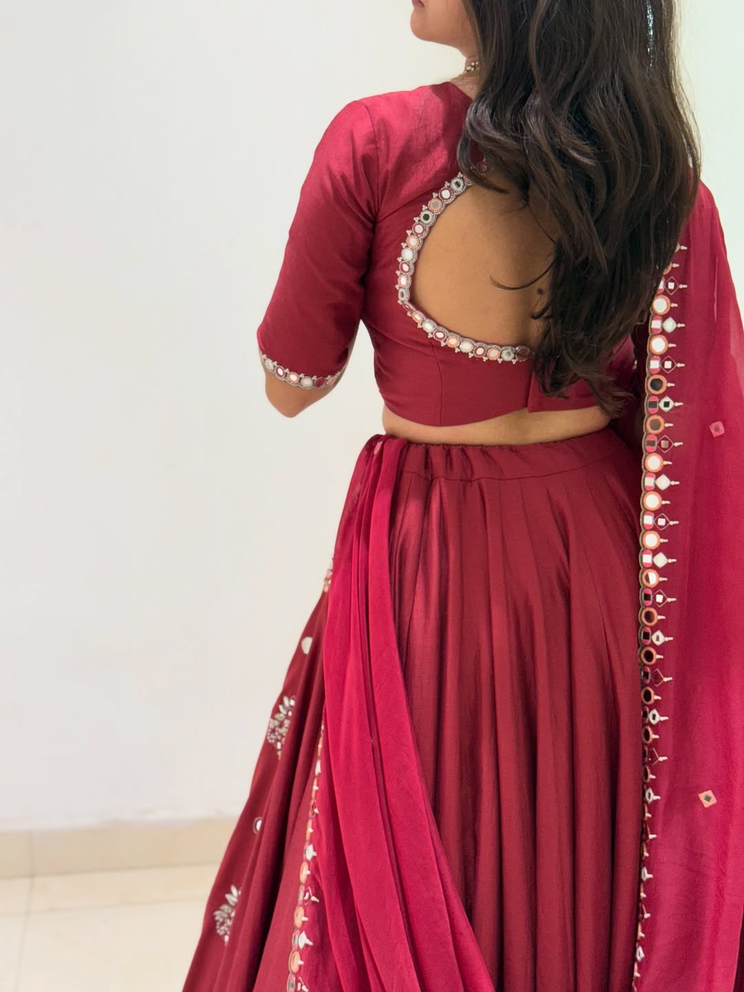 Maroon Embroidered Lehenga