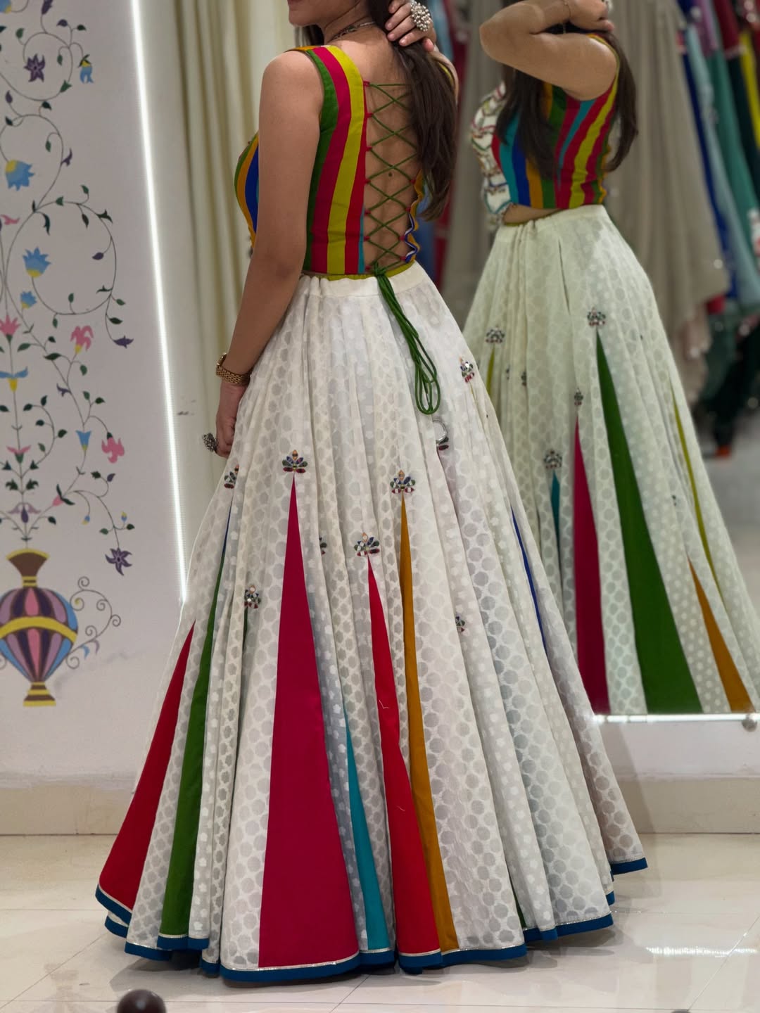 Multi-Colour Embroidered Lehenga