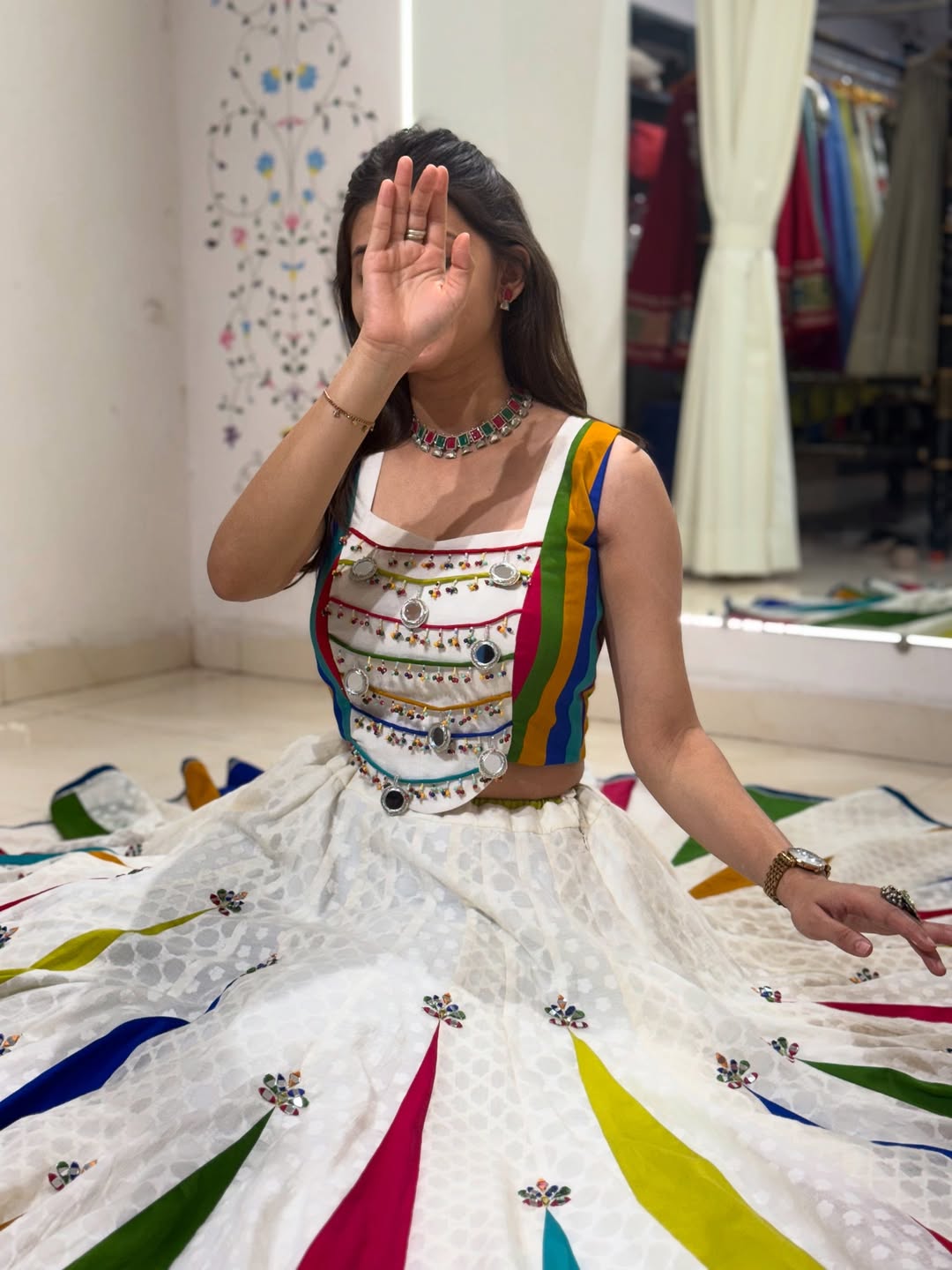 Multi-Colour Embroidered Lehenga