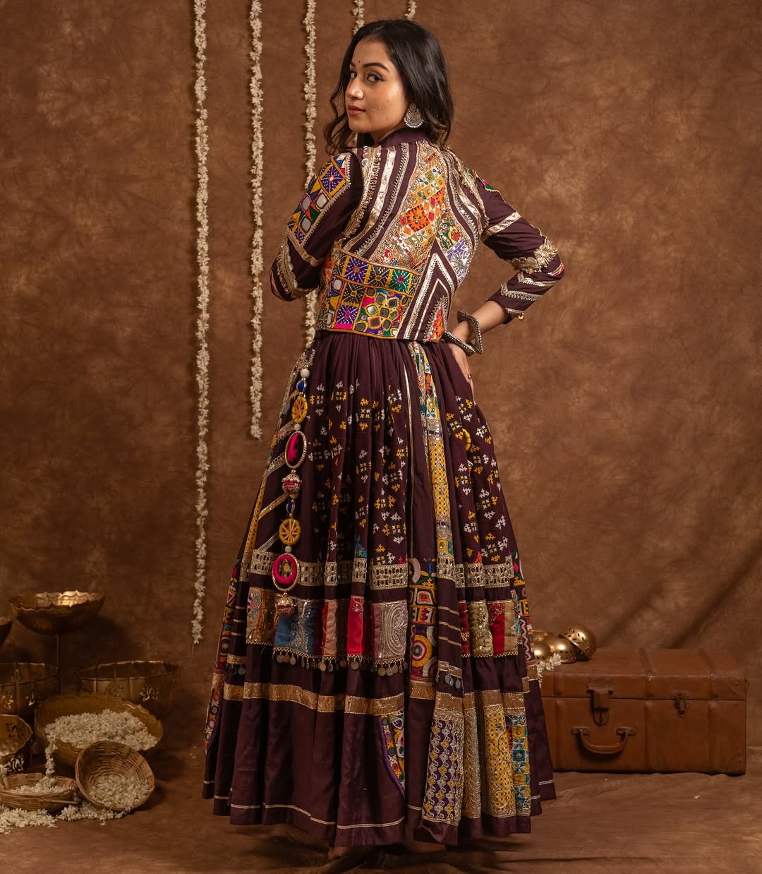 Regal Mirror Work Lehenga with Designer Embroidered Jacket Set