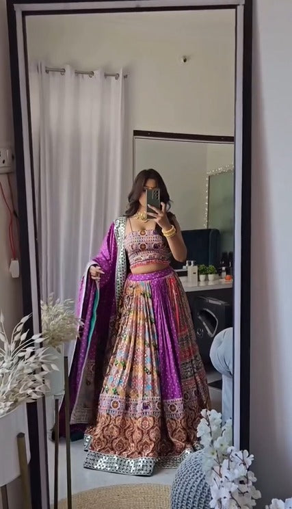 Purple Printed Lehenga