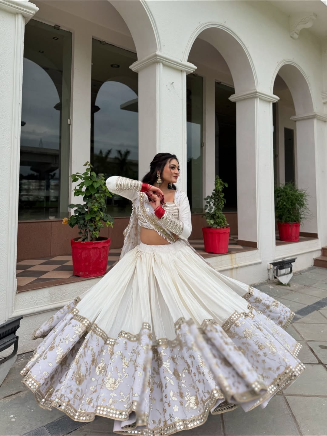 Noor-e-Nazaakat Ivory Mirror Majesty Lehenga Set