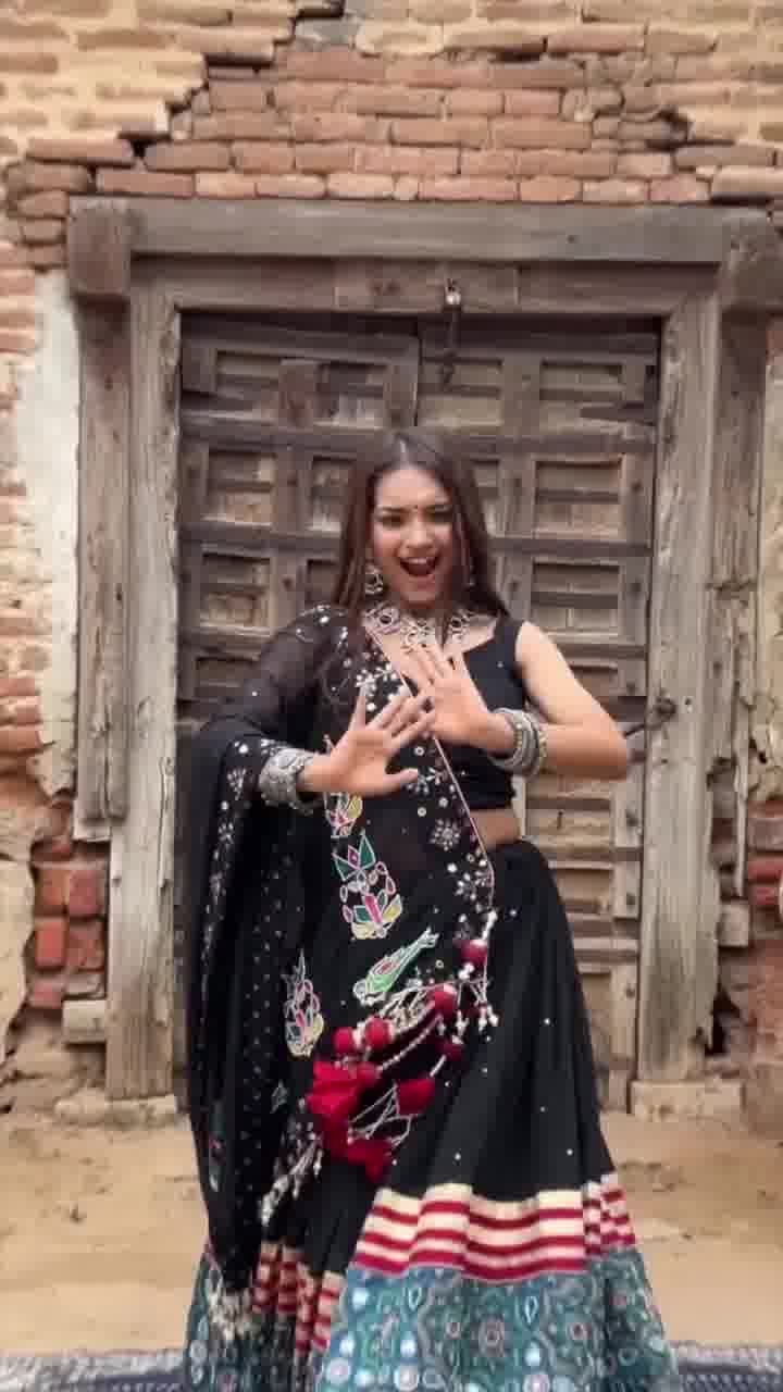 Rustic Charm Black Tribal Fusion Lehenga