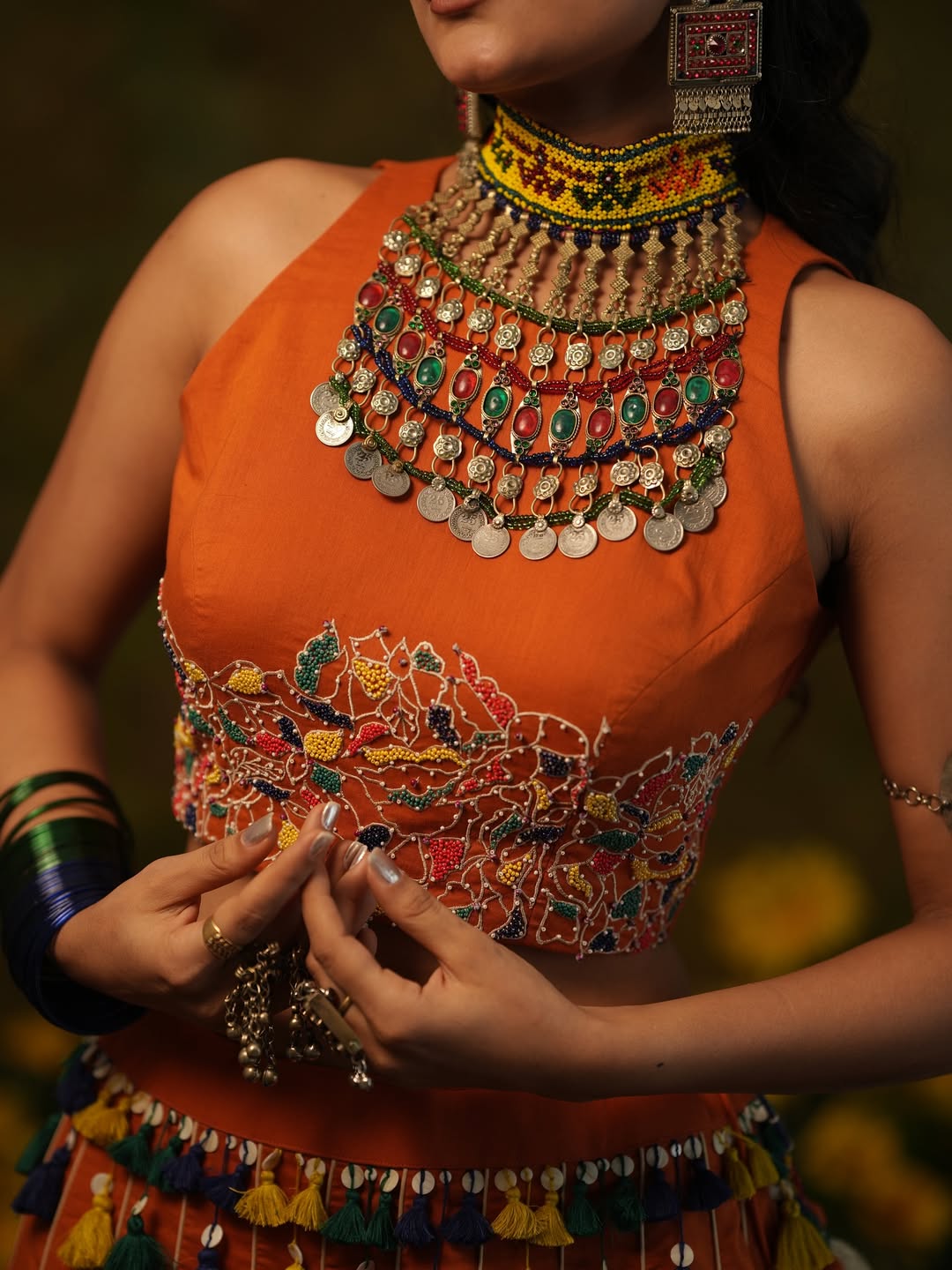 KesarKriti Rustic Orange Cotton Choli Set