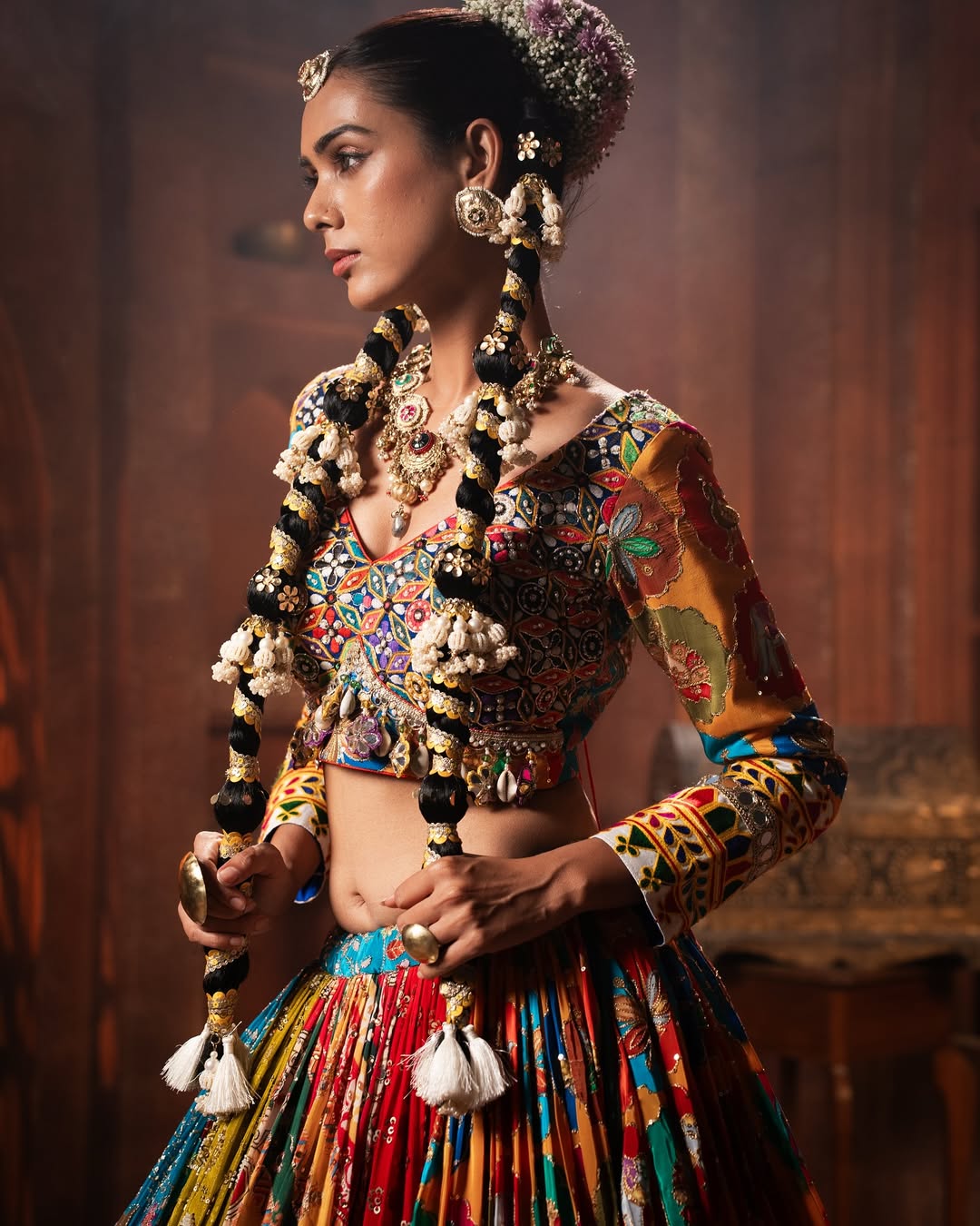 Royal Multicolor Heritage Rayon Lehenga Set