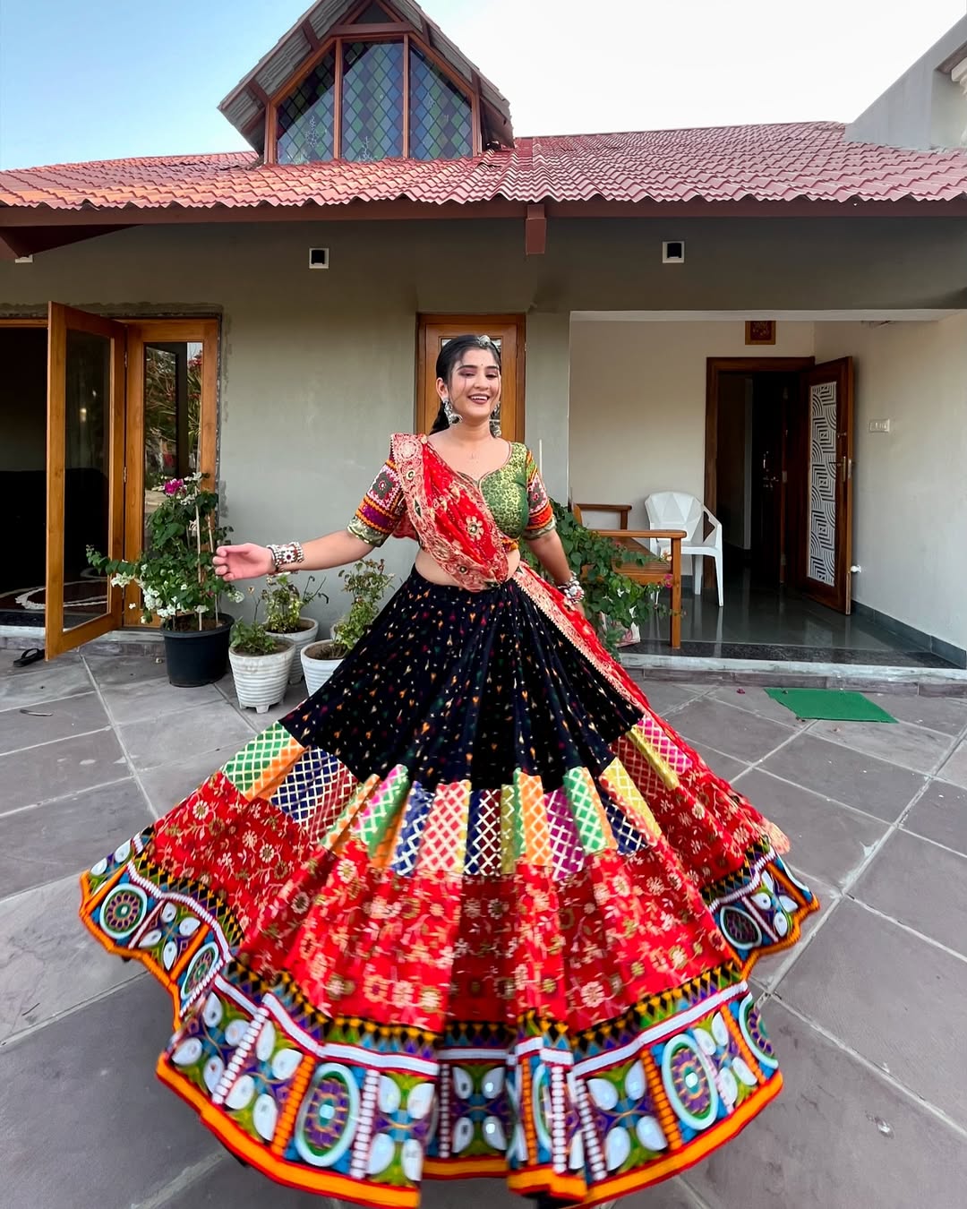 Vibrant Multicolor Navratri Special Rayon Lehenga Set