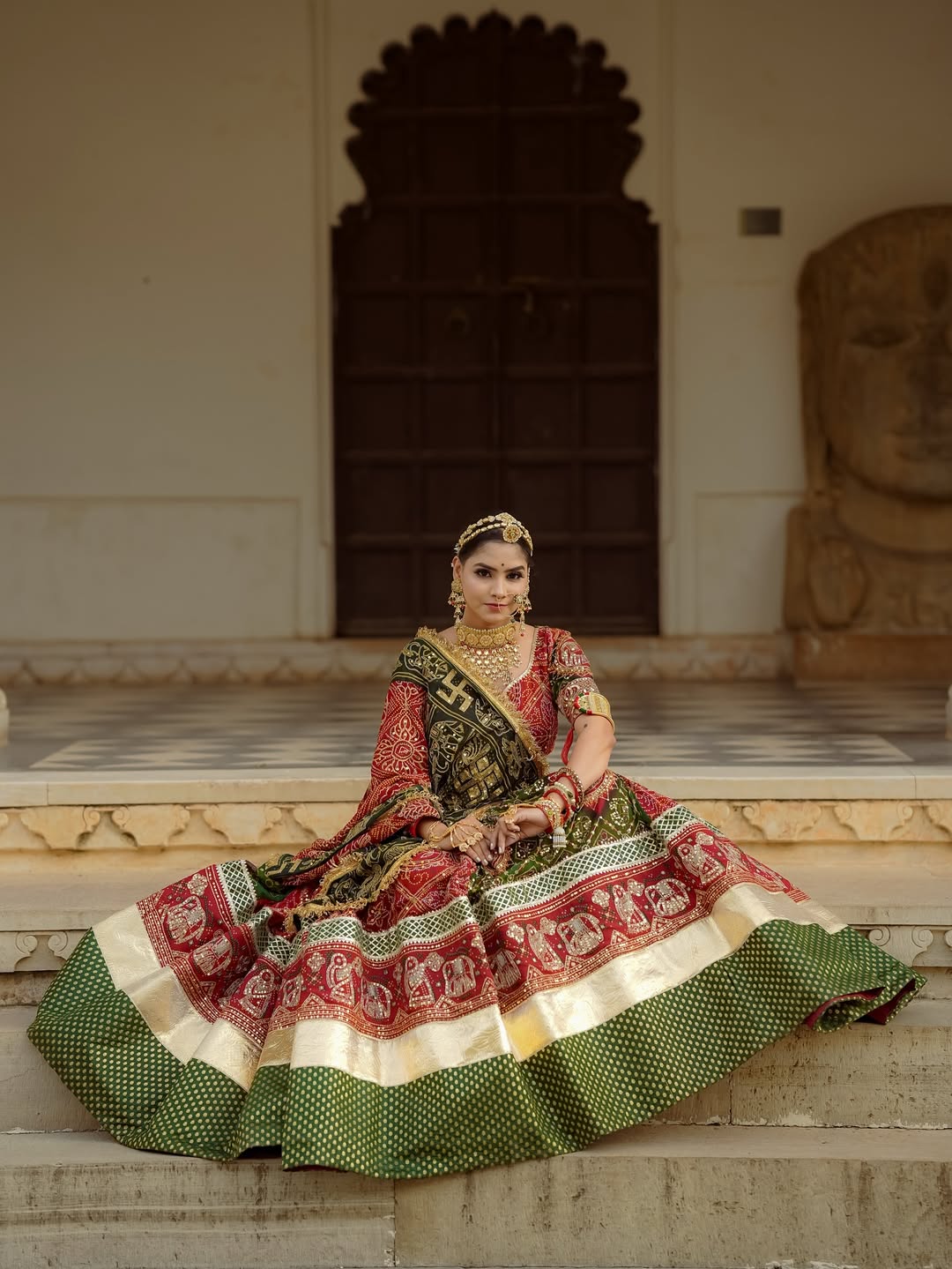 Regal Navratri Special Chanderi Silk Lehenga with Gold Zari