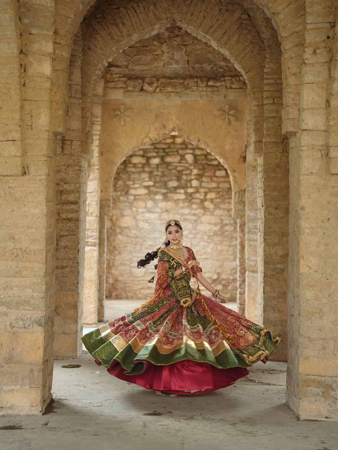 Regal Navratri Special Chanderi Silk Lehenga with Gold Zari