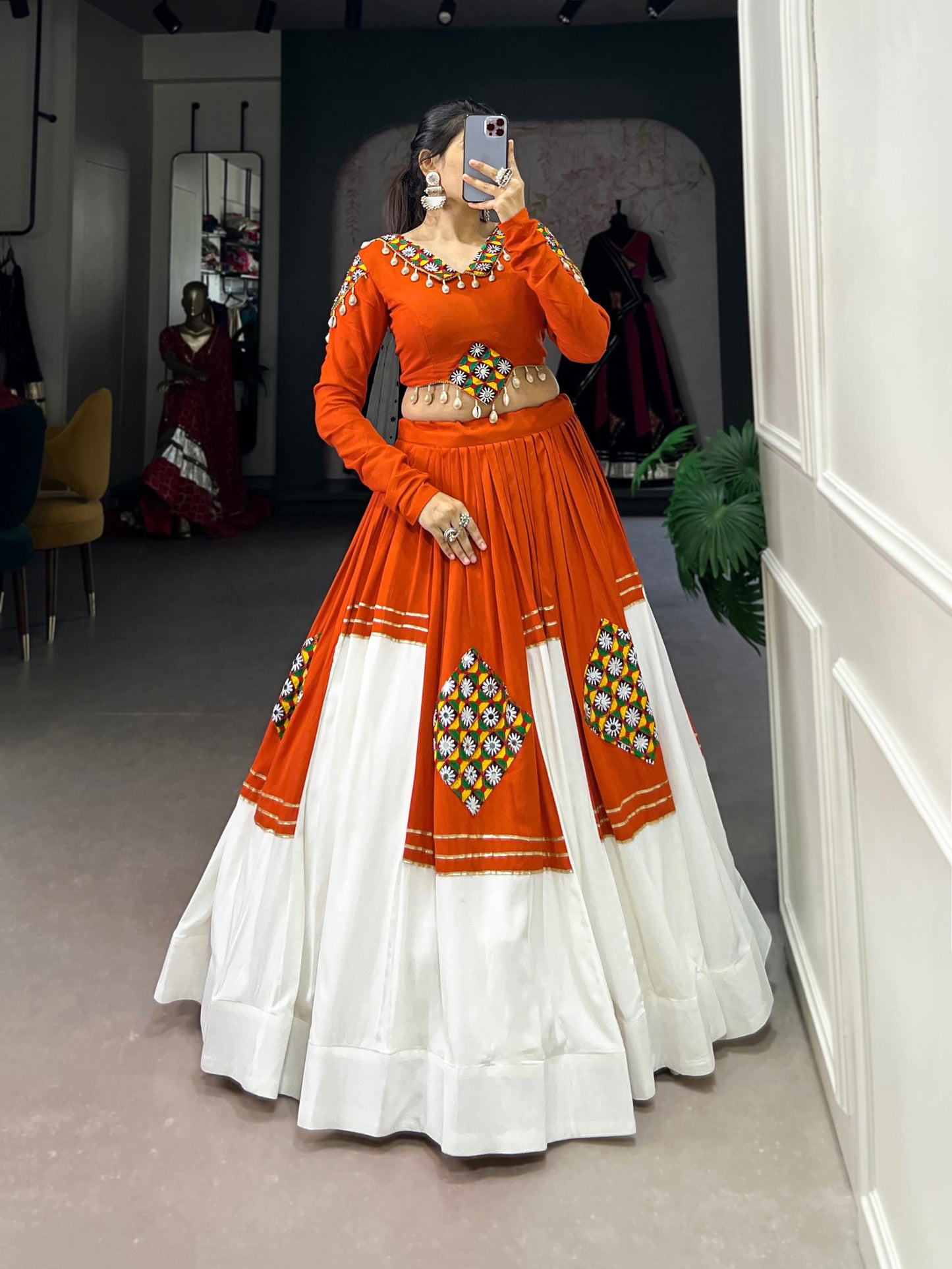 Sanskriti Swag Handcrafted Navratri Look with Mirror Yoke Choli