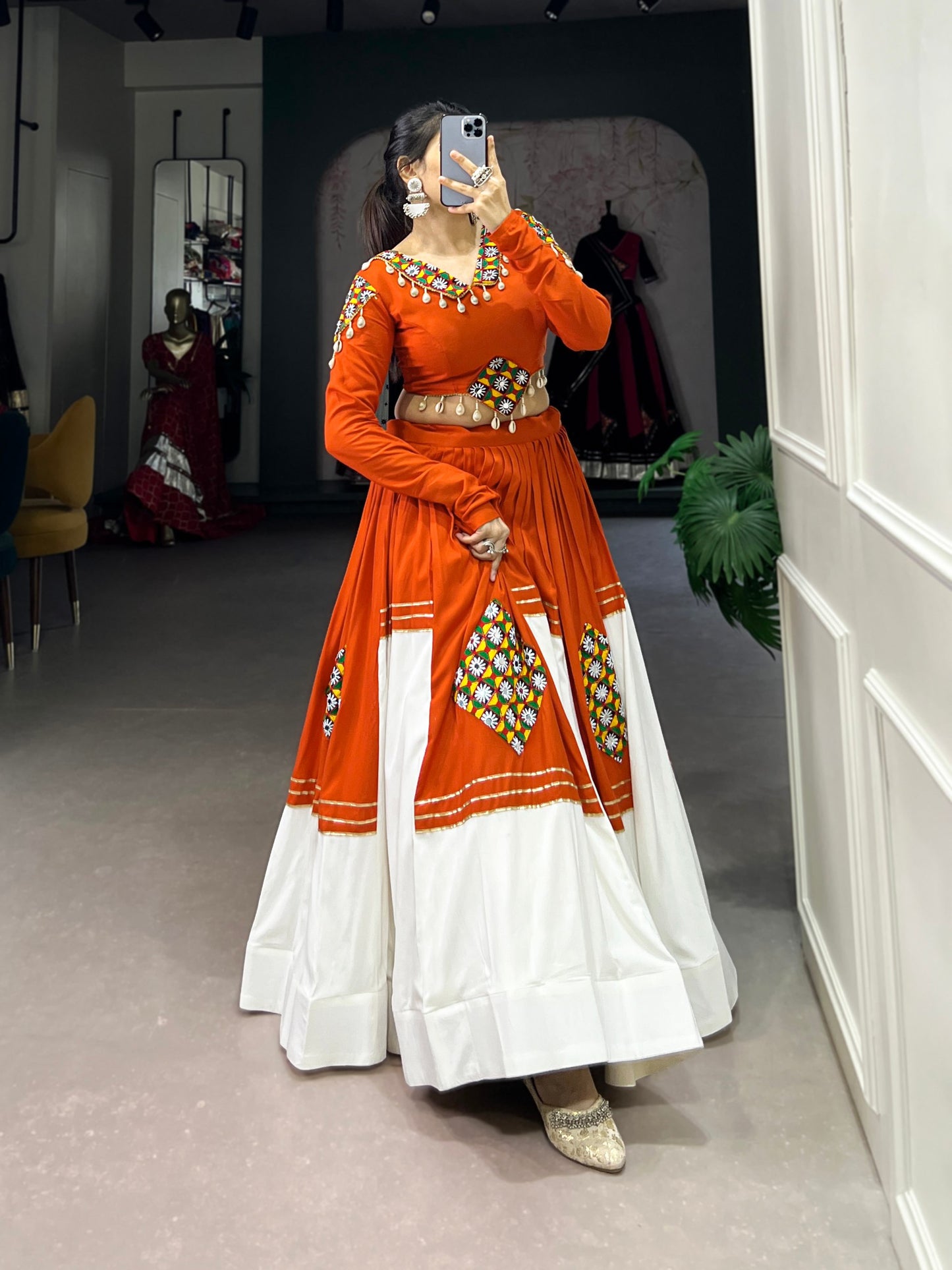Sanskriti Swag Handcrafted Navratri Look with Mirror Yoke Choli