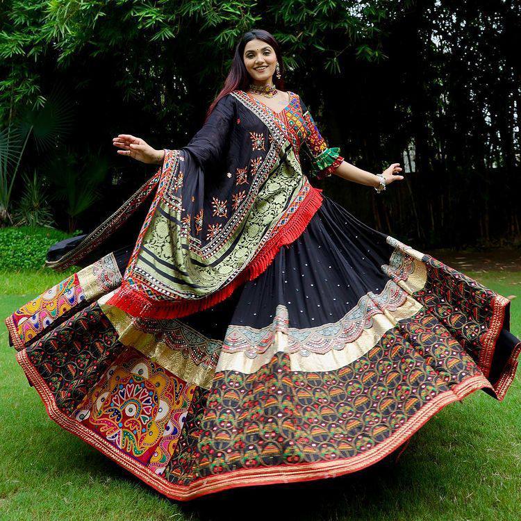 Heritage Whirl Kutchi & Mirror Work Royal Lehenga