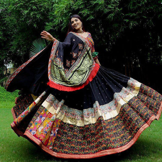 Heritage Whirl Kutchi & Mirror Work Royal Lehenga
