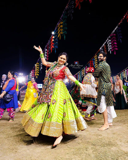 Handcrafted Mirror & Thread Magic Navratri Lehanga Choli Set