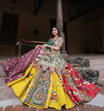 Traditional Handcrafted Mirror Work Lehanga Choli Set