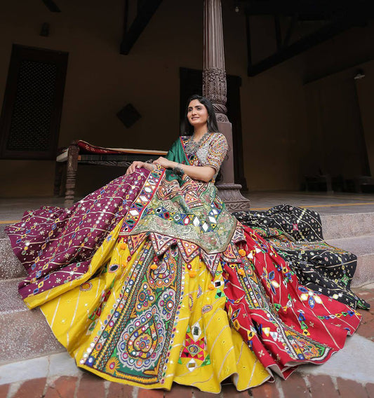 Traditional Handcrafted Mirror Work Lehanga Choli Set