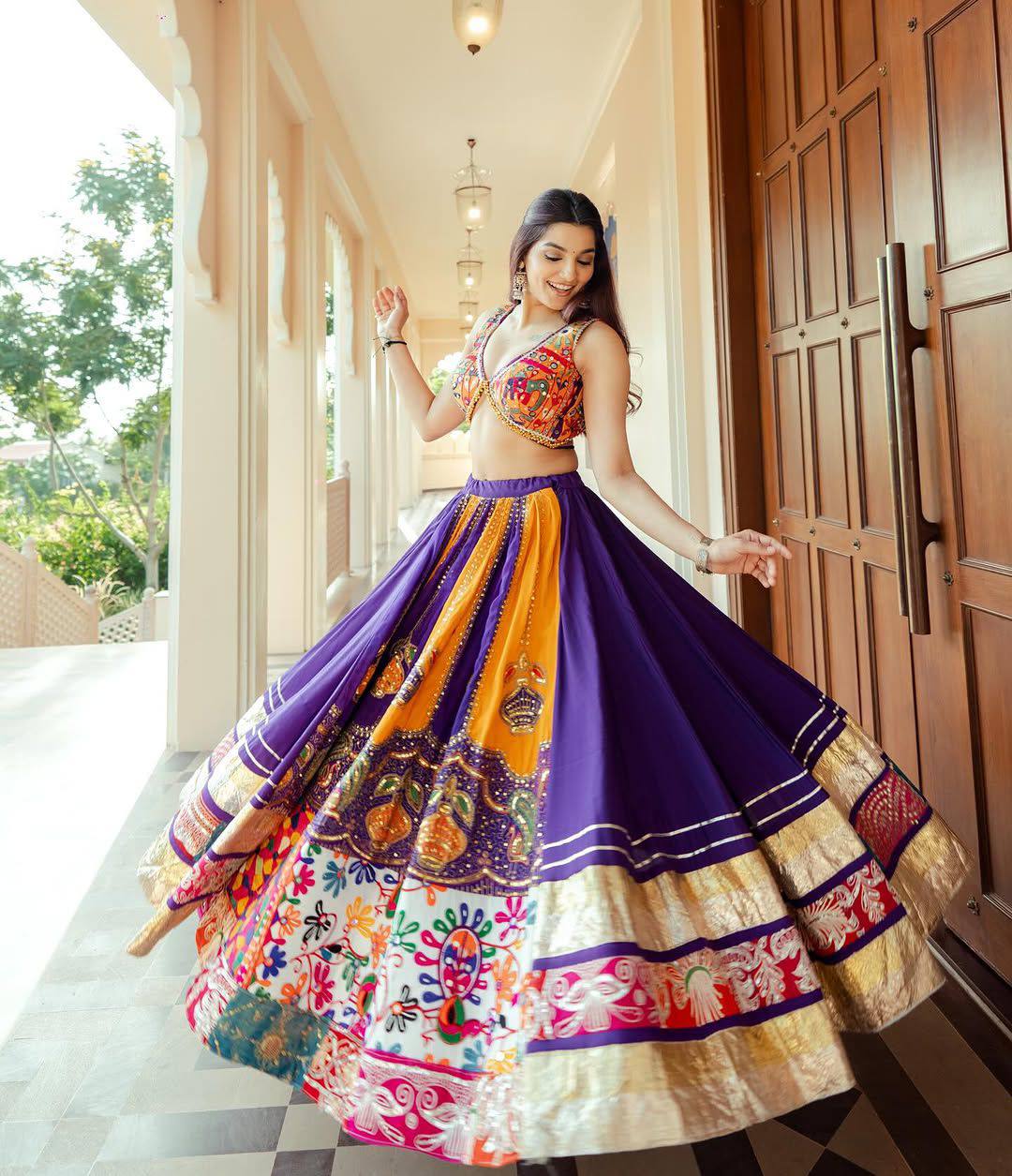 Royal Radiance in Heritage Hues Navratri Lehanga Choli Set