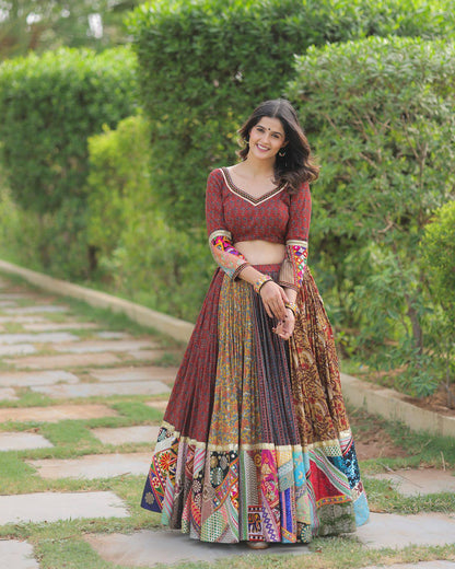 Threaded Dreams on Muslin Navratri Lehanga Choli Set