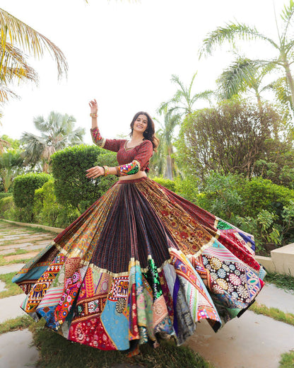 Threaded Dreams on Muslin Navratri Lehanga Choli Set
