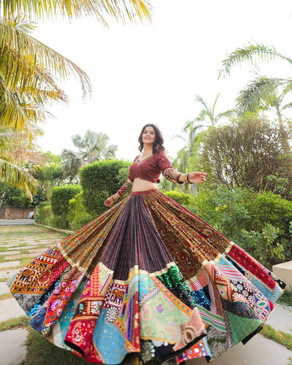 Threaded Dreams on Muslin Navratri Lehanga Choli Set