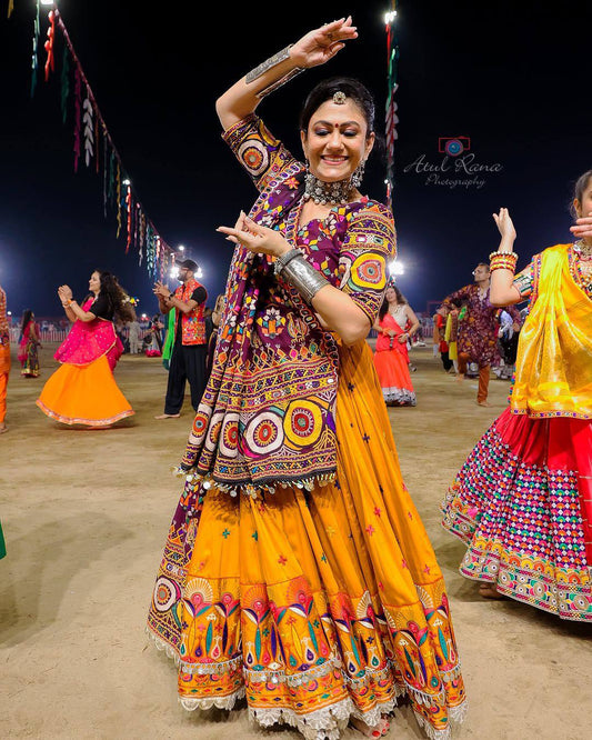 Handcrafted Mirror and  Patch work Navratri Lehanga Choli Set