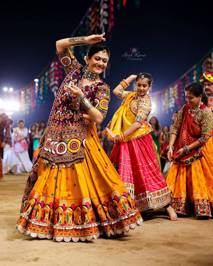 Handcrafted Mirror and  Patch work Navratri Lehanga Choli Set