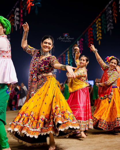 Handcrafted Mirror and  Patch work Navratri Lehanga Choli Set