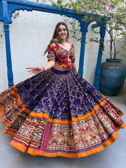 Royal Purple Garba Glow Navratri Lehanga Choli Set