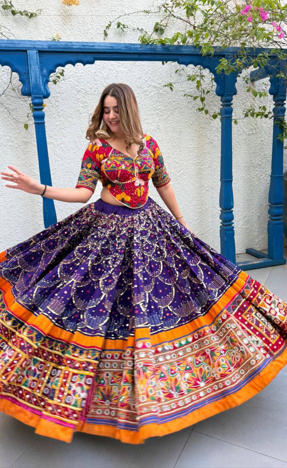 Royal Purple Garba Glow Navratri Lehanga Choli Set