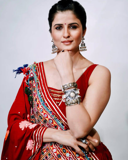 Regal Red Elegance With Traditional Grace Navratri lehanga Choli Set