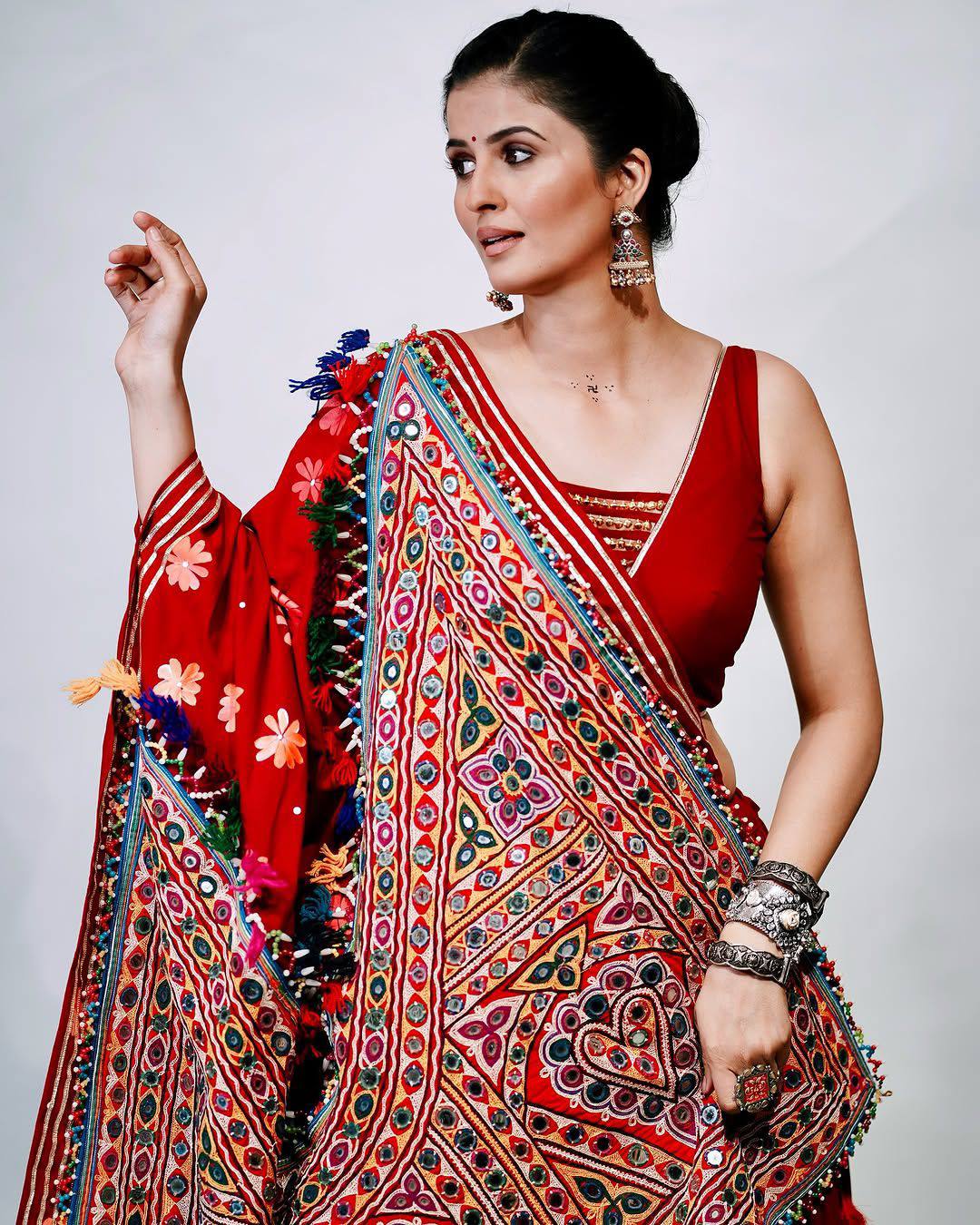 Regal Red Elegance With Traditional Grace Navratri lehanga Choli Set