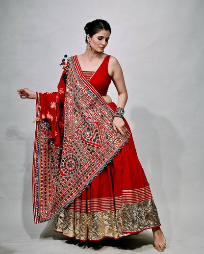 Regal Red Elegance With Traditional Grace Navratri lehanga Choli Set