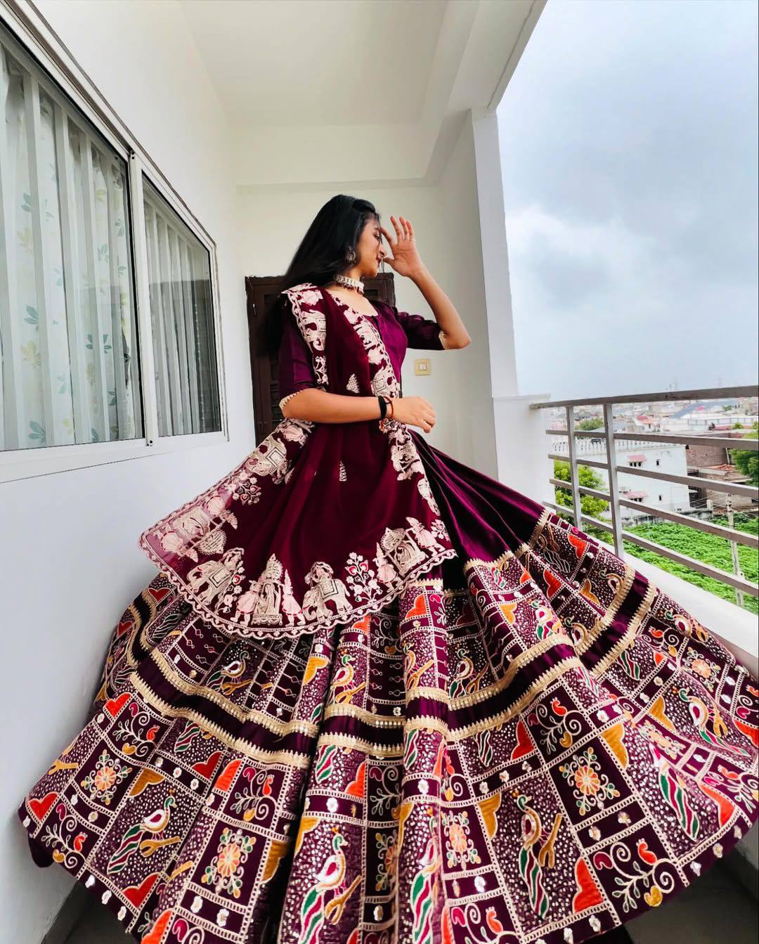 Maroon Majesty Twirling in the Charm of Tradition & Grace Lehanga Choli Set