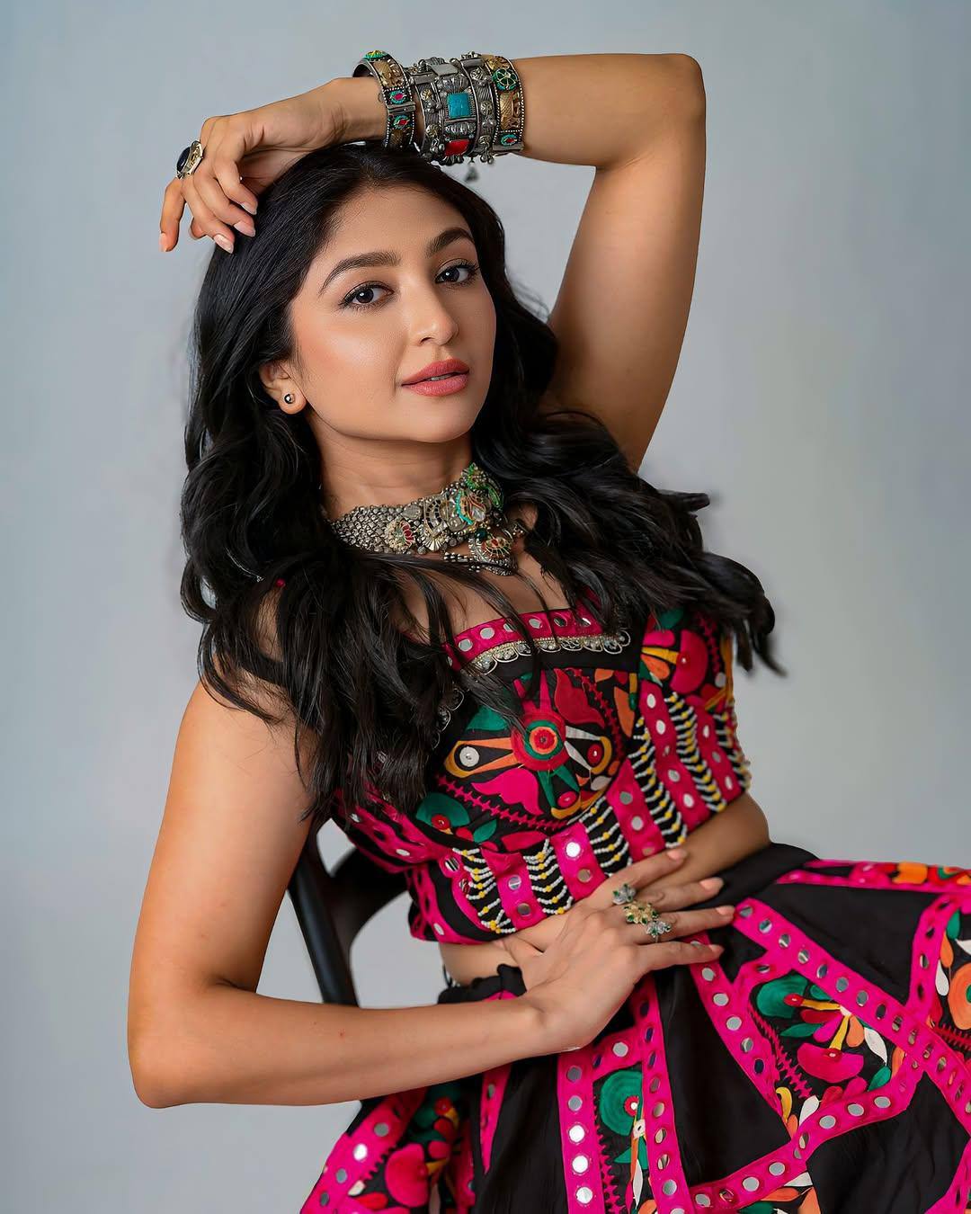 "Black Beauty with Pink Elegance A Regal Touch of Tradition & Grace Lehanga Choli Set