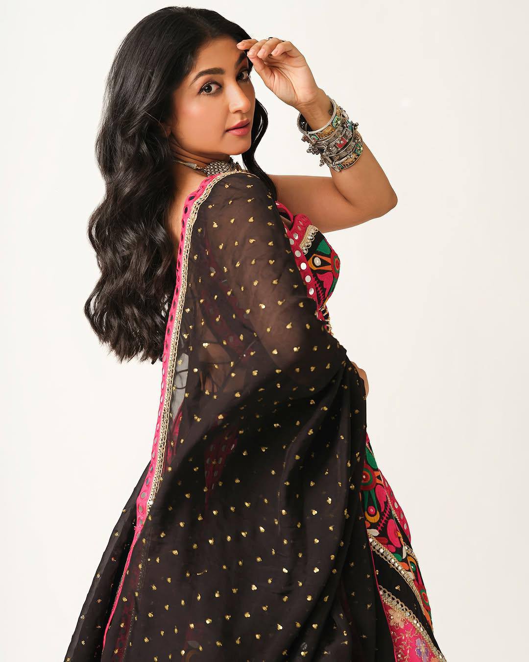 "Black Beauty with Pink Elegance A Regal Touch of Tradition & Grace Lehanga Choli Set