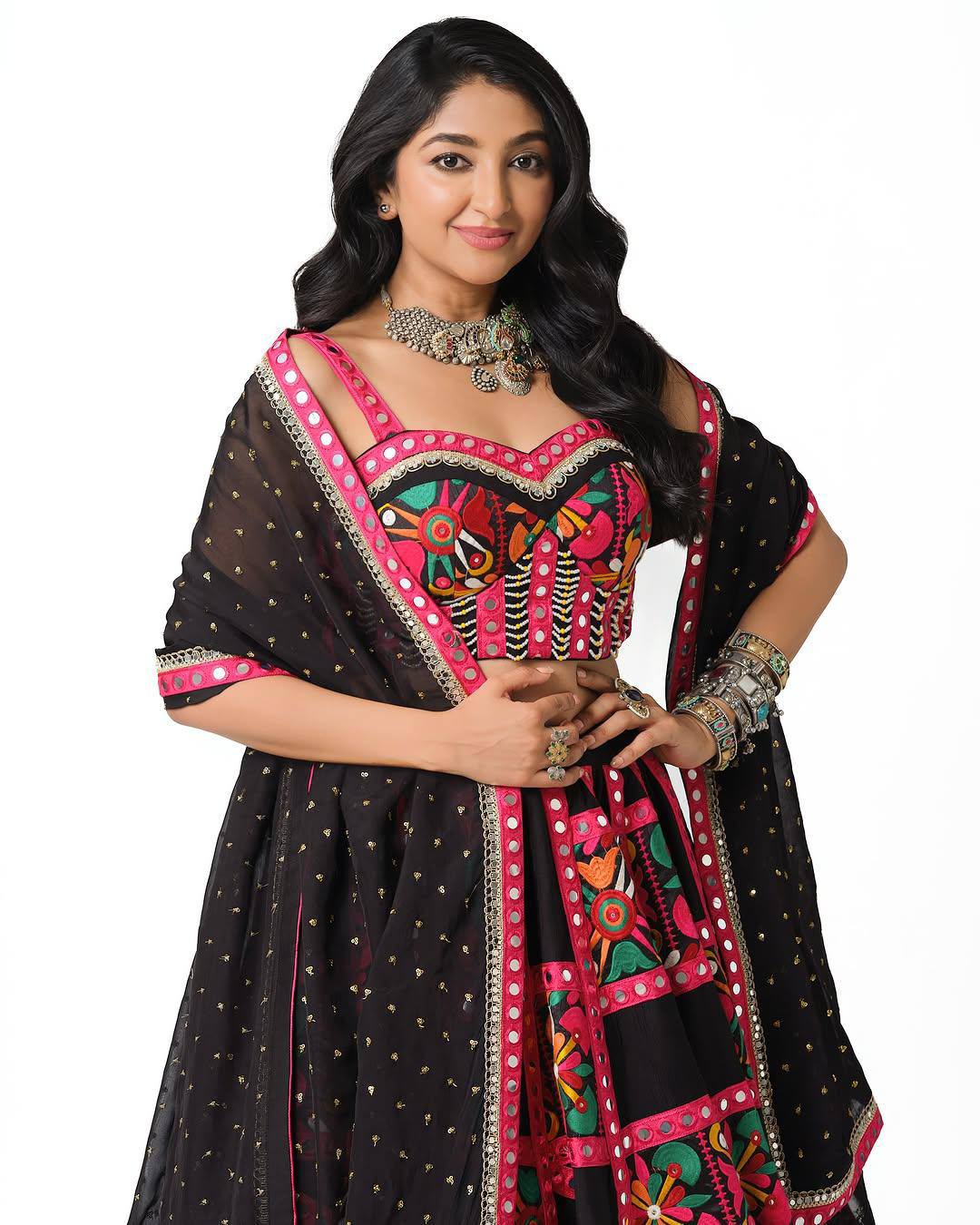 "Black Beauty with Pink Elegance A Regal Touch of Tradition & Grace Lehanga Choli Set
