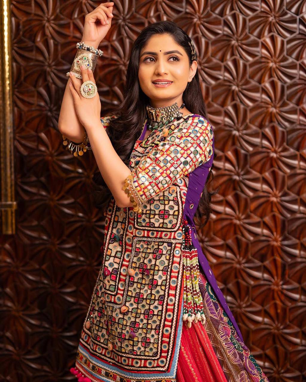 Graceful Spin in Vibrant Patchwork Elegance  Navratri Lehanga Choli Set