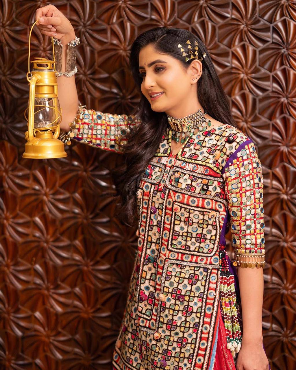 Graceful Spin in Vibrant Patchwork Elegance  Navratri Lehanga Choli Set