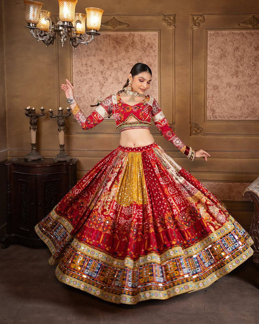 Traditional Bandhani & Mirror Work Elegance Lehenga Choli Set