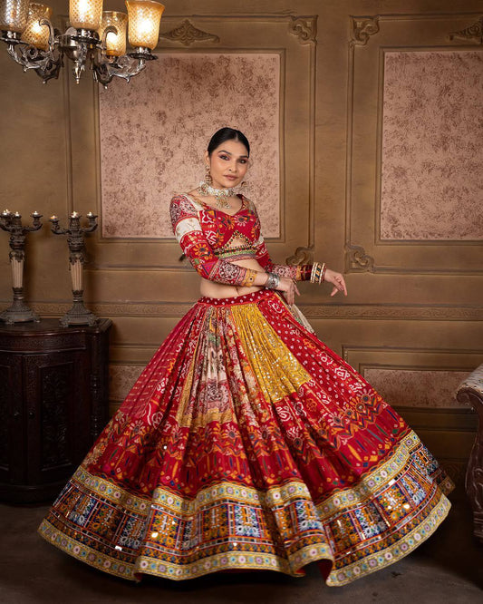 Traditional Bandhani & Mirror Work Elegance Lehenga Choli Set