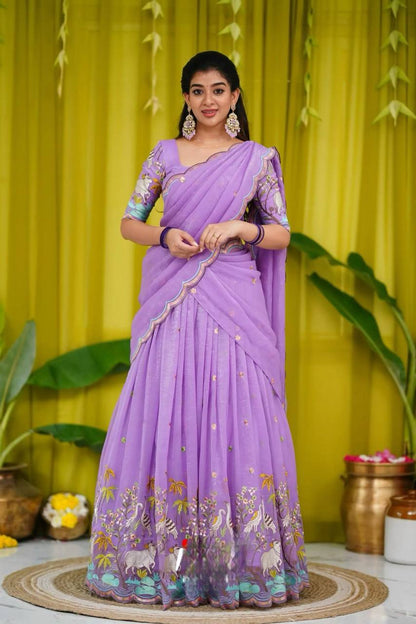 Prachi  Chinon Embroidery Work Lehenga Choli