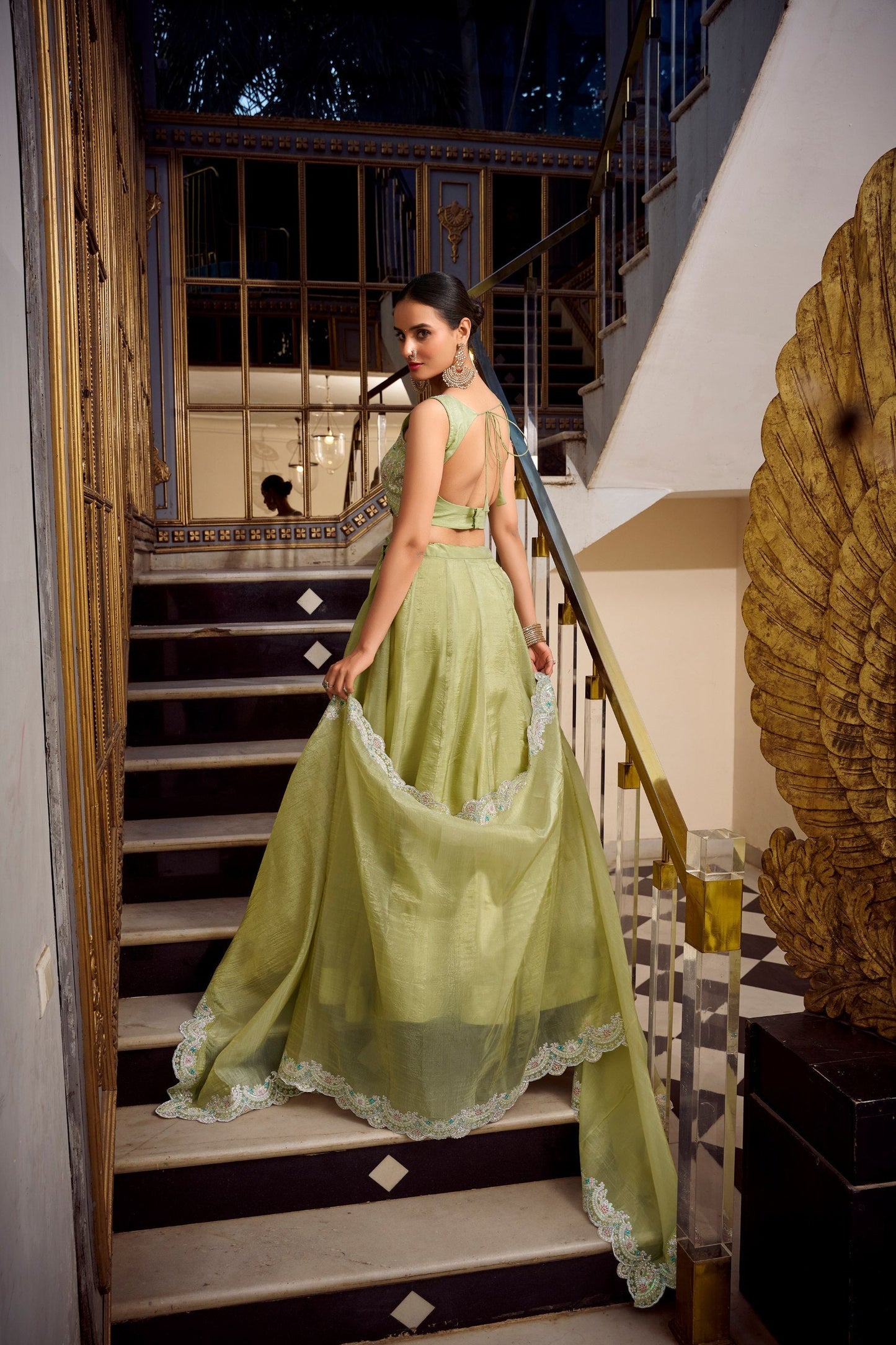 Moonlit Ivory & Frosted Silver Lehenga Choli