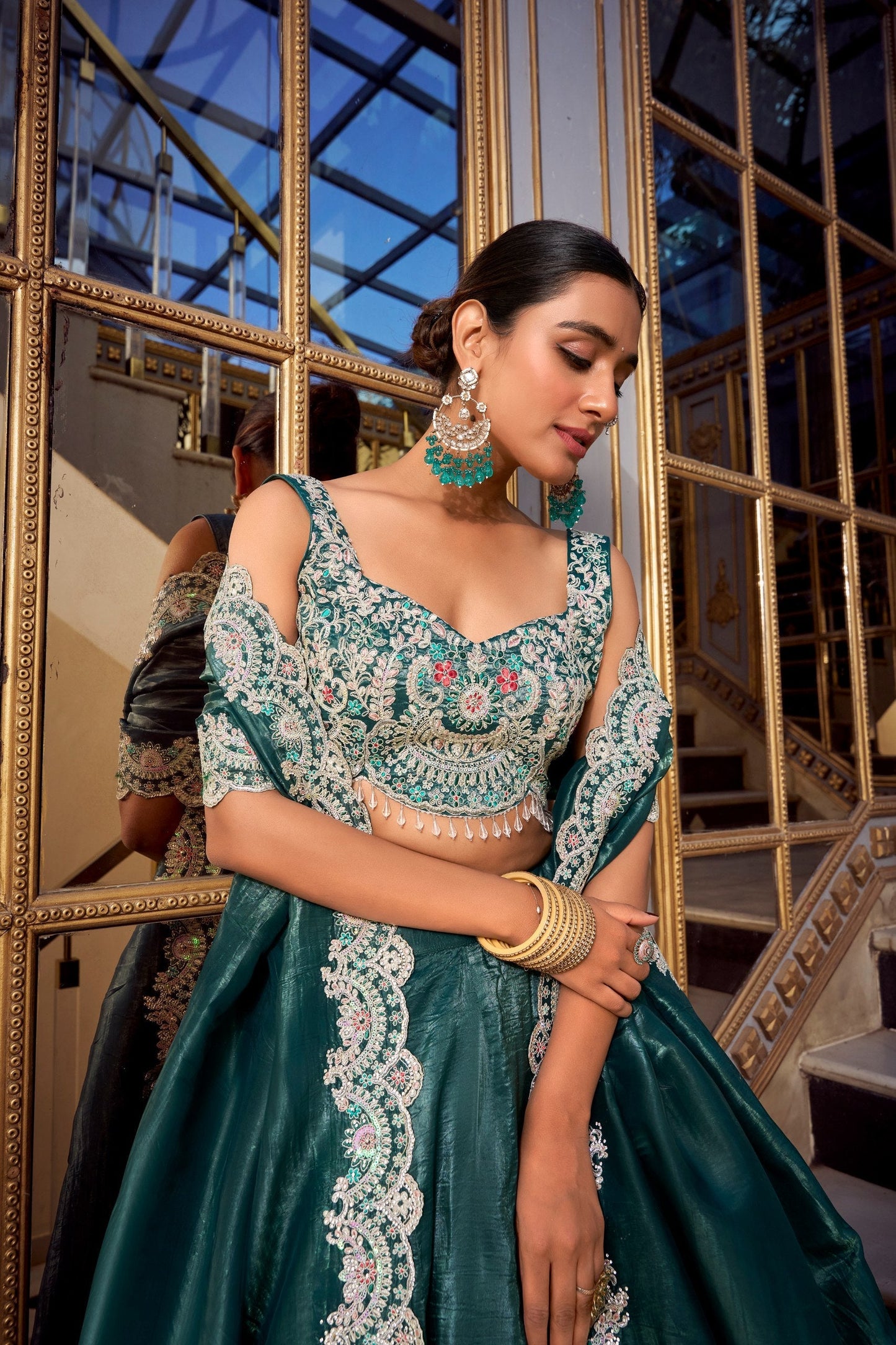 Moonlit Ivory & Frosted Silver Lehenga Choli
