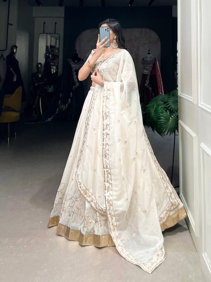 Zahreen Ethnic Silver Glosy Lehenga  Choli
