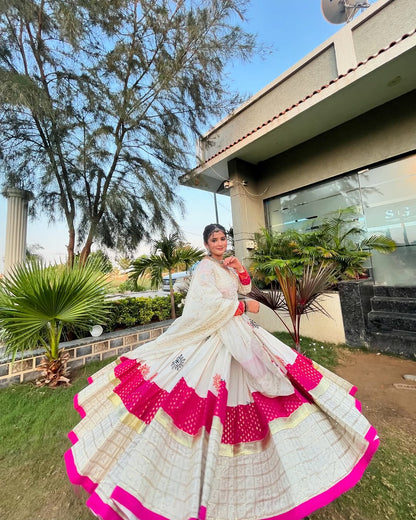 Roohani Blush Pink Mirrorwork Gota Lehenga Set