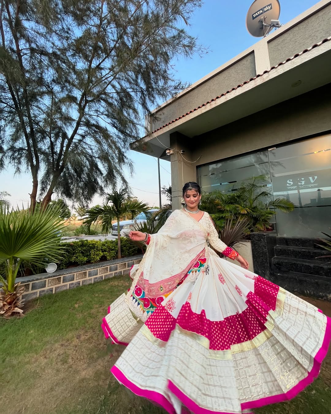 Roohani Blush Pink Mirrorwork Gota Lehenga Set