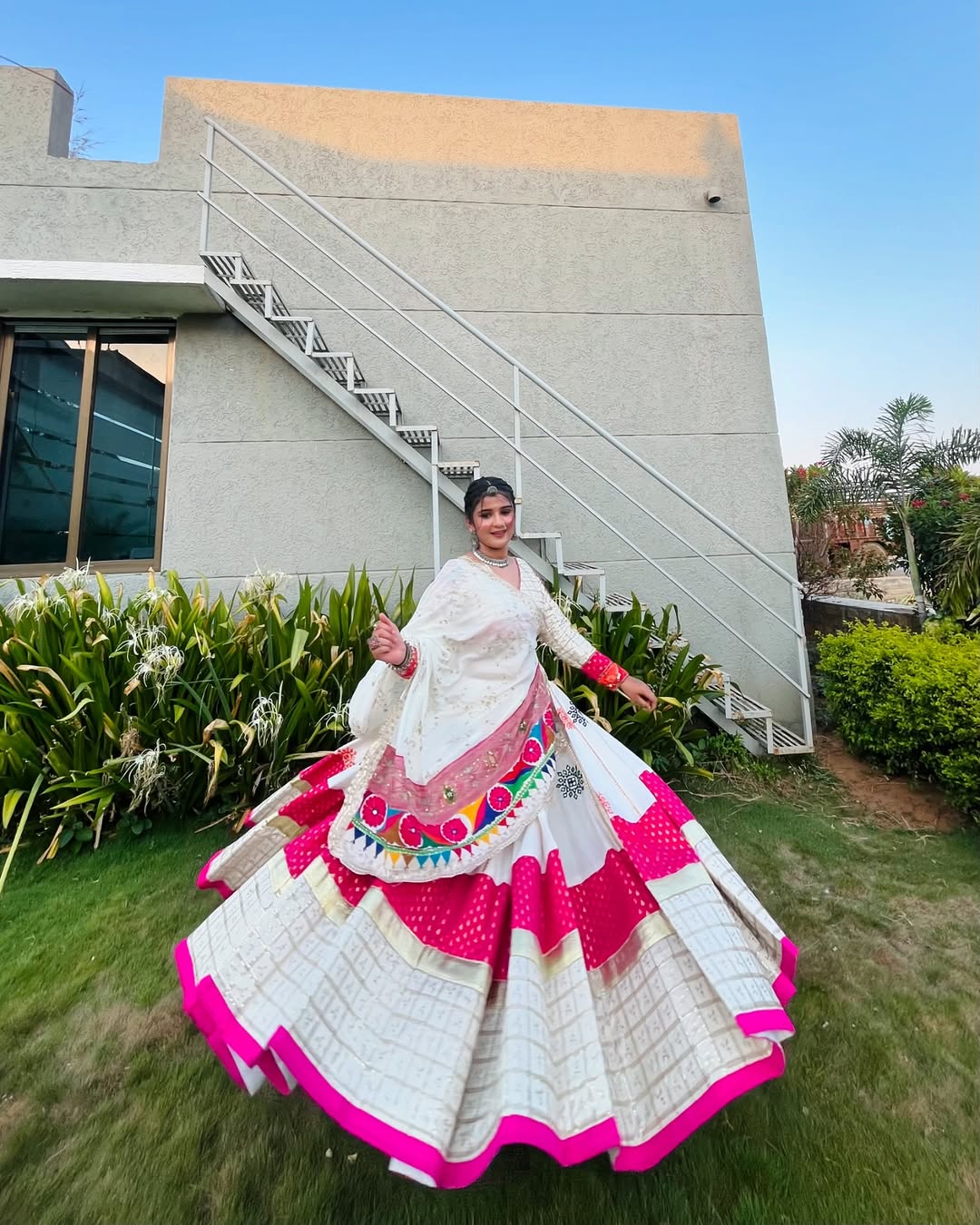 Roohani Blush Pink Mirrorwork Gota Lehenga Set