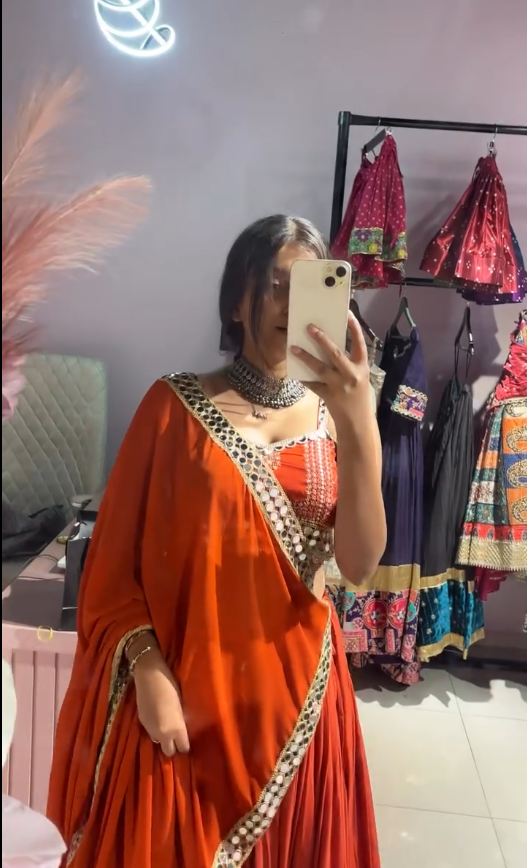 "Royal Mirror Work Chaniya Choli – Perfect for Navratri & Festive Vibes"